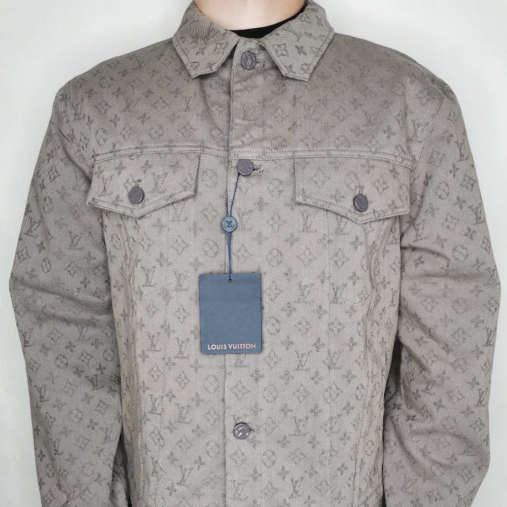Louis Vuitton Denim Monogram Jacket Size: 52 with Tags, LV Dust Cover, Hanger